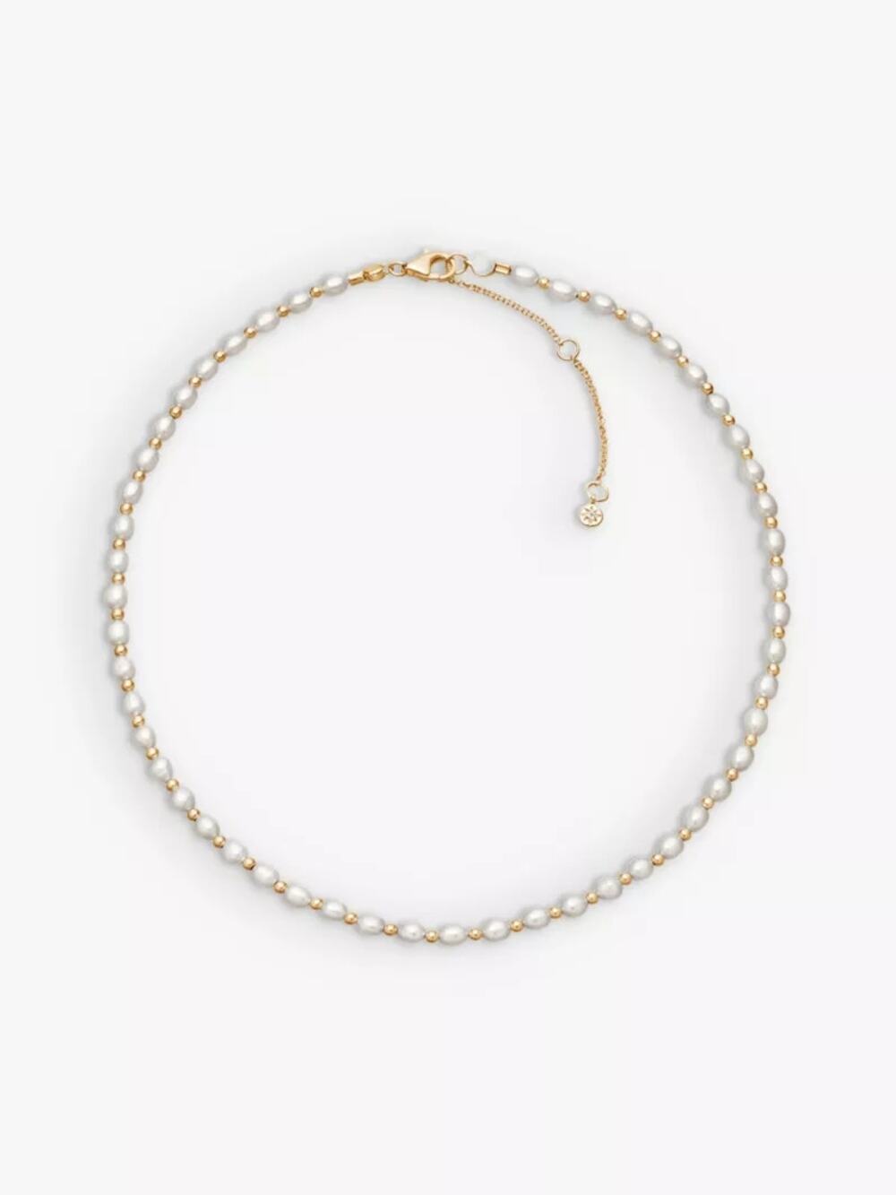NIB Astley Clarke Stilla 18k Gold Vermeil Pearl Choker Necklace 13-15" Beaded